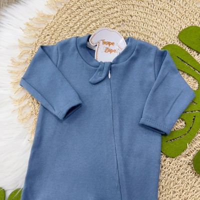 Macacão Slim Zíper Basic Azul Jeans